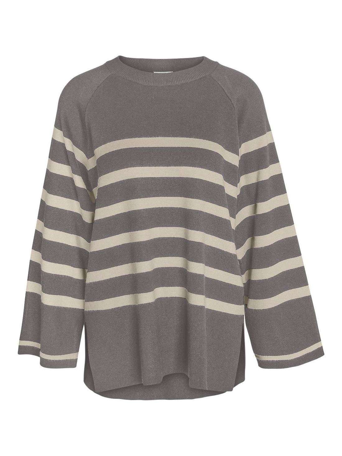 Свитер с круглым вырезом и полосатым узором по всей поверхности NMFIFI L/S O-NECK TUNIC KNIT FWD NOOS