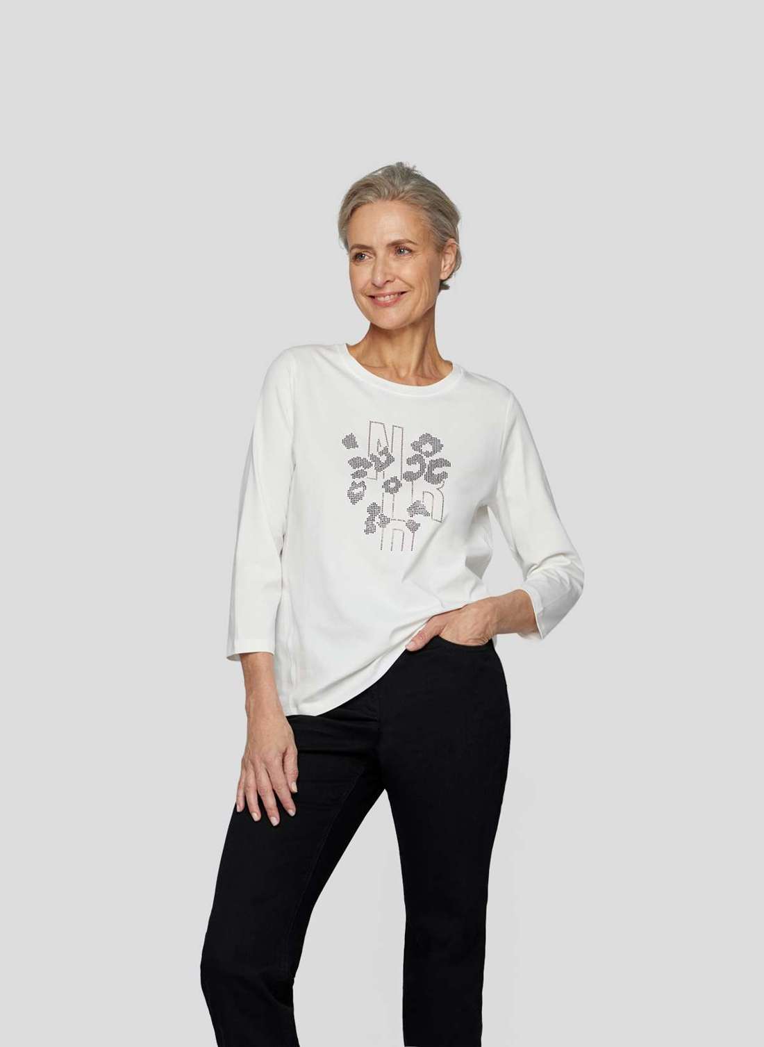 Рубашка с принтом Stilvolles 3/4-Arm-Shirt mit Strass-Print