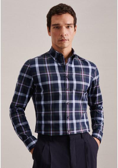 Фланелевая рубашка, клетчатый воротник на пуговицах с длинными рукавами X-Slim