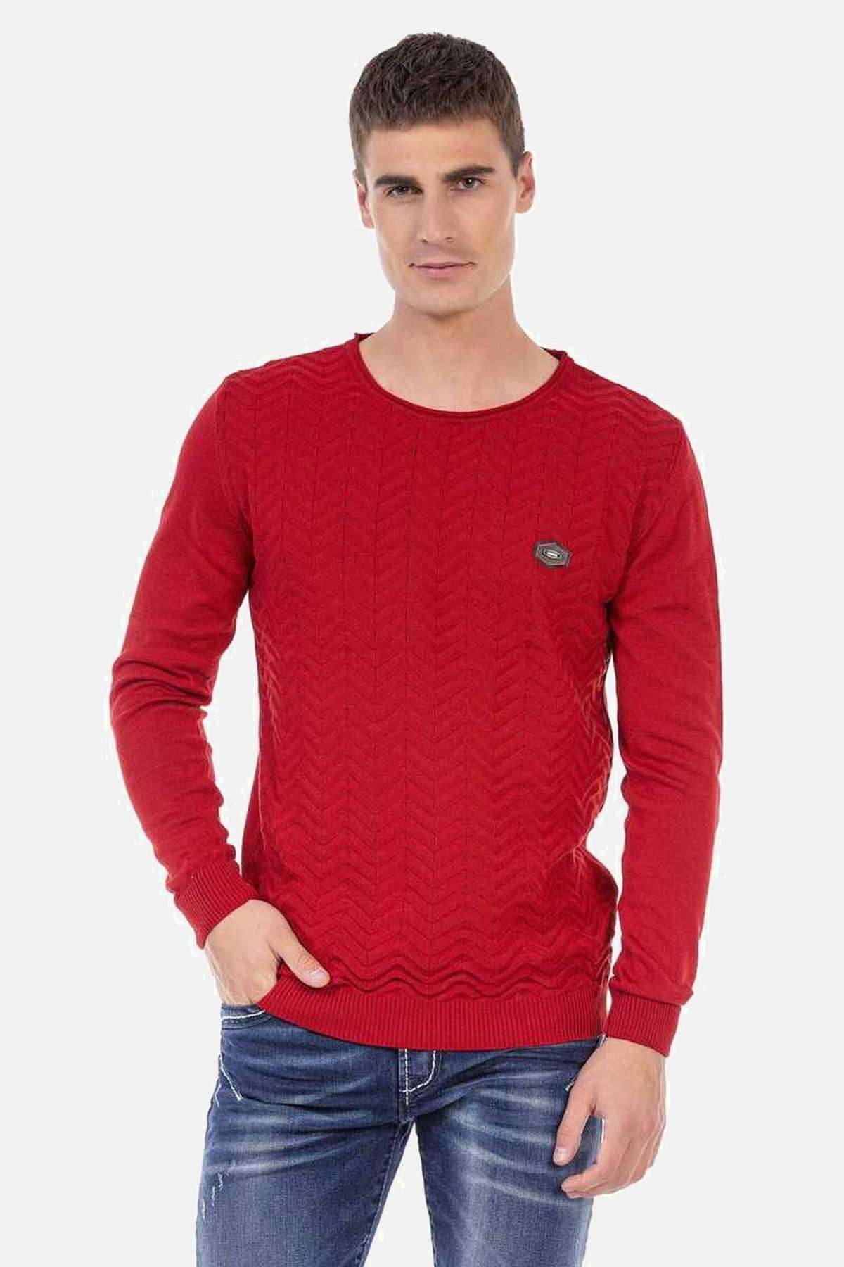 Джемпер косой вязки с круглым вырезом Pullover