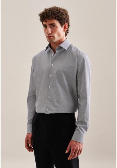Рубашка деловая, стандартный длинный рукав, воротник Кент, мелкий узор.