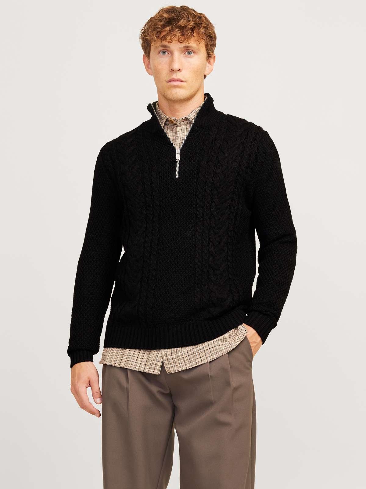 Тройер с кабельным узором JJCRAIG KNIT HALF ZIP