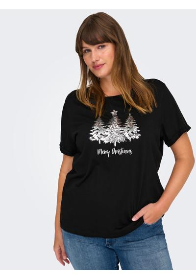 Black Print:Front Print Silver Christmas Trees