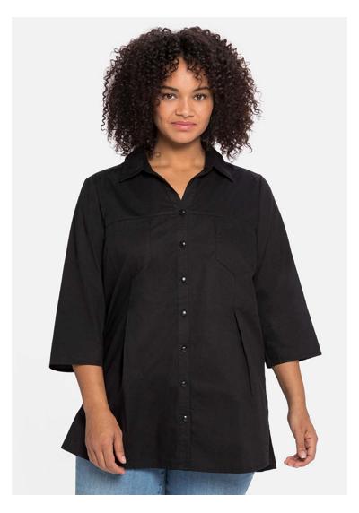Блузка-рубашка с рукавами 3/4 и декоративными складками