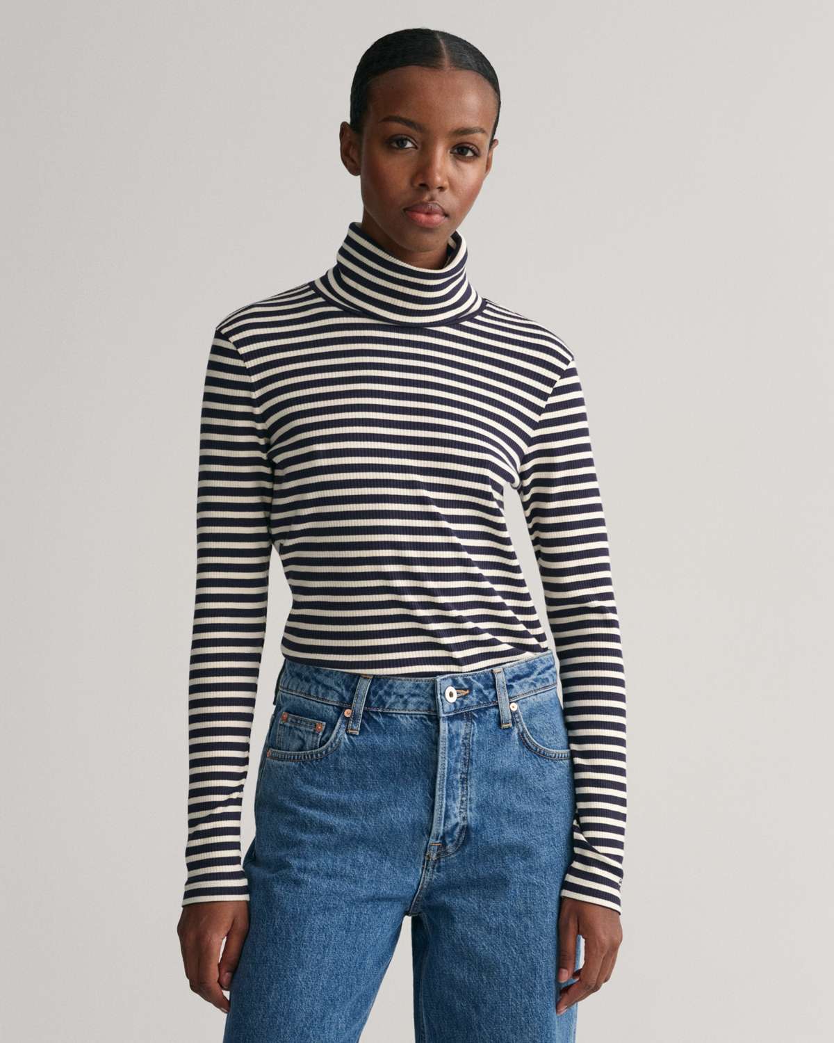 Водолазка-рубашка SLIM STRIPED RIB TURTLENECK