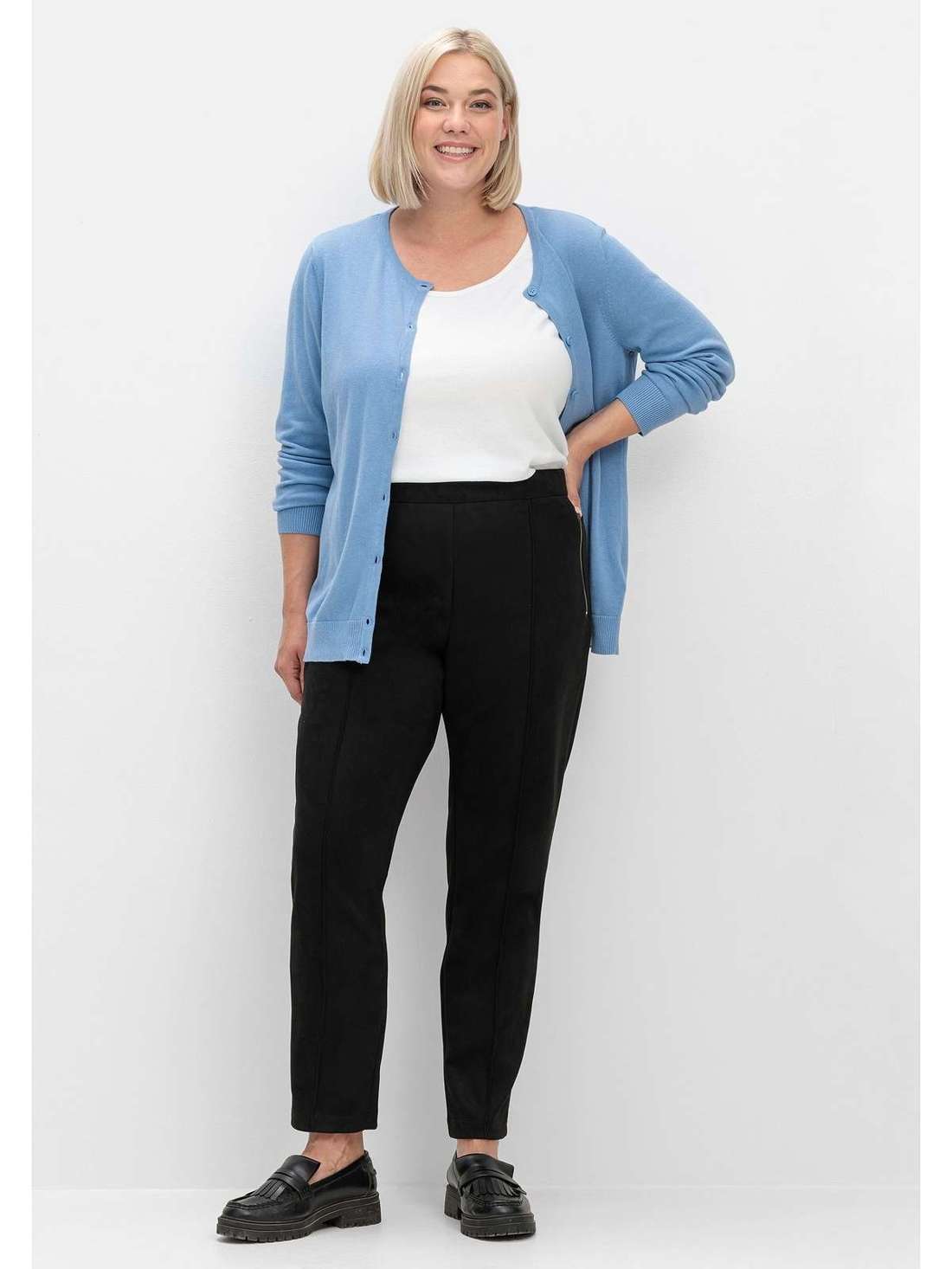 Брюки без застежки, имитирующие замшу Große Größen