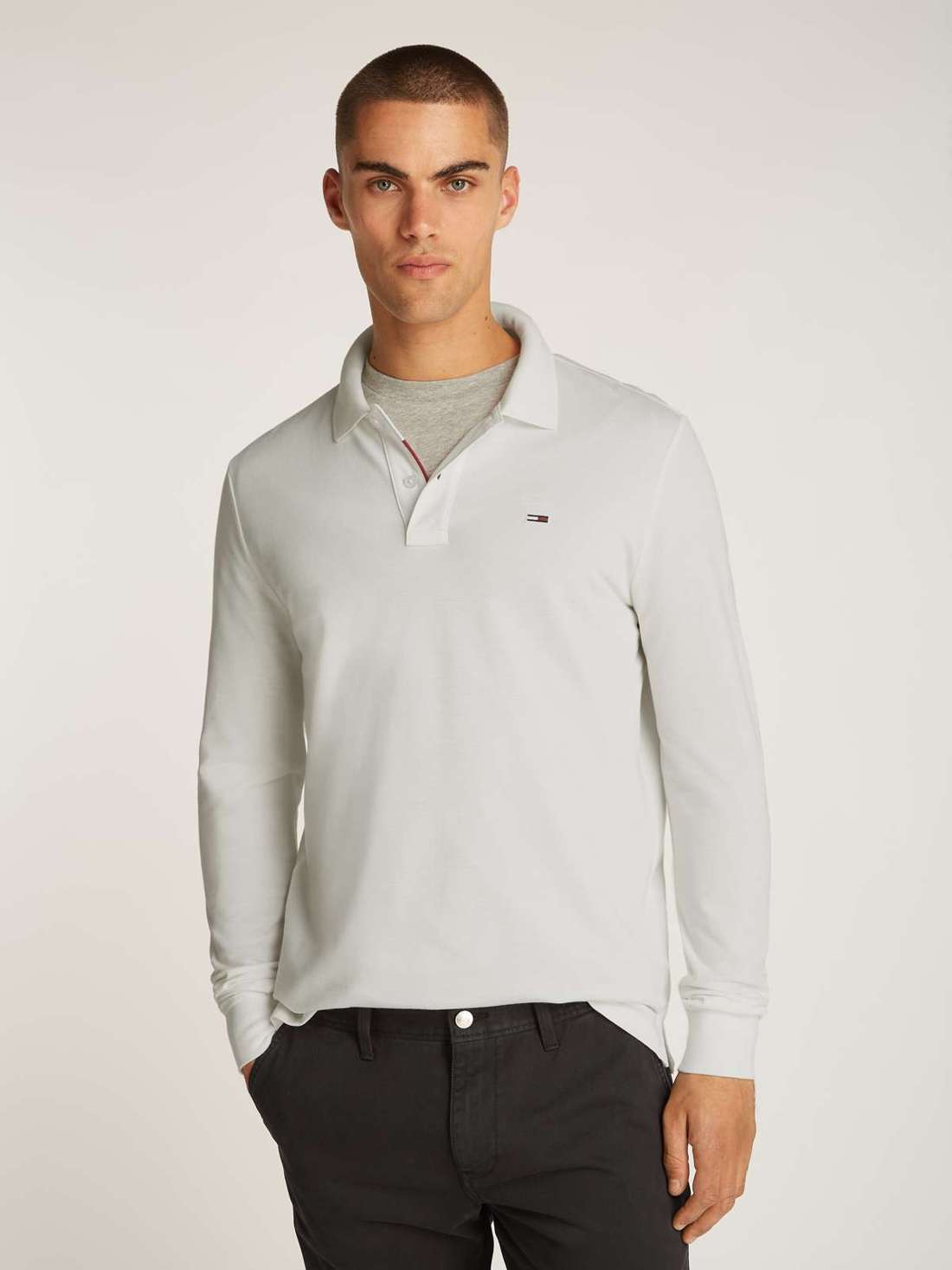 Рубашка-поло с вышивкой логотипа TJM SLIM PLACKET POLO LS EXT