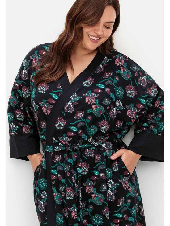 Халат с поясом и боковыми карманами. Große Größen