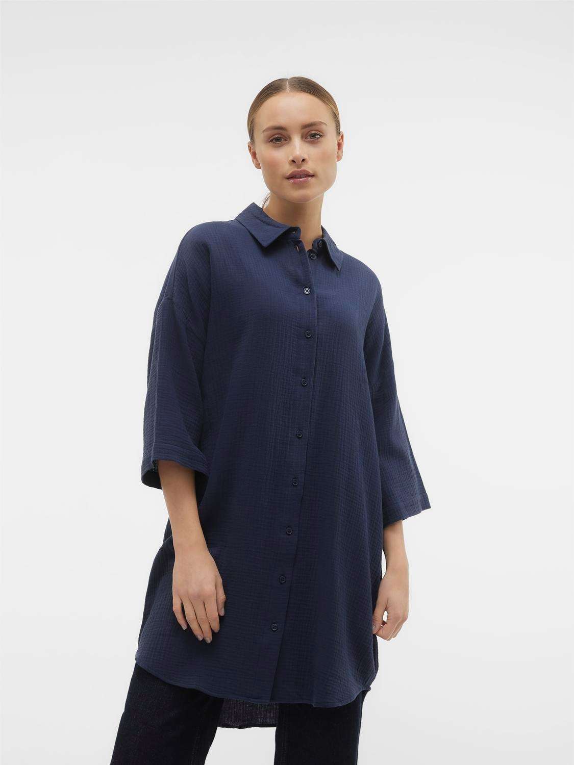 Платье-рубашка с рукавами 3/4 VMNATALI 3/4 LONG OVERSHIRT NOOS