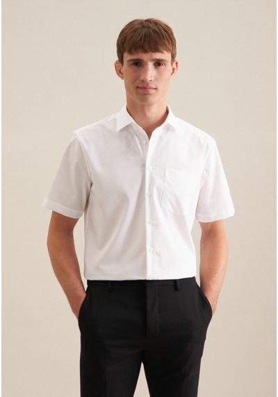 Рубашка деловая, комфортный воротник Кент с короткими рукавами, однотонная