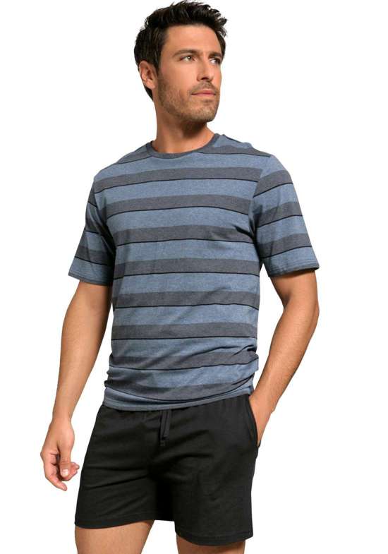 blau-meliert-gestreift, schwarz