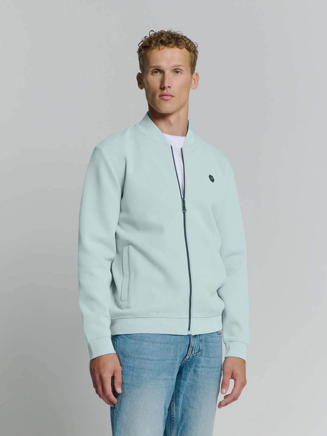 Свитера No Excess Piqué-Sweatshirt mit Vollreißverschluss