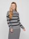 Medium Grey Melange Stripes:BLACK