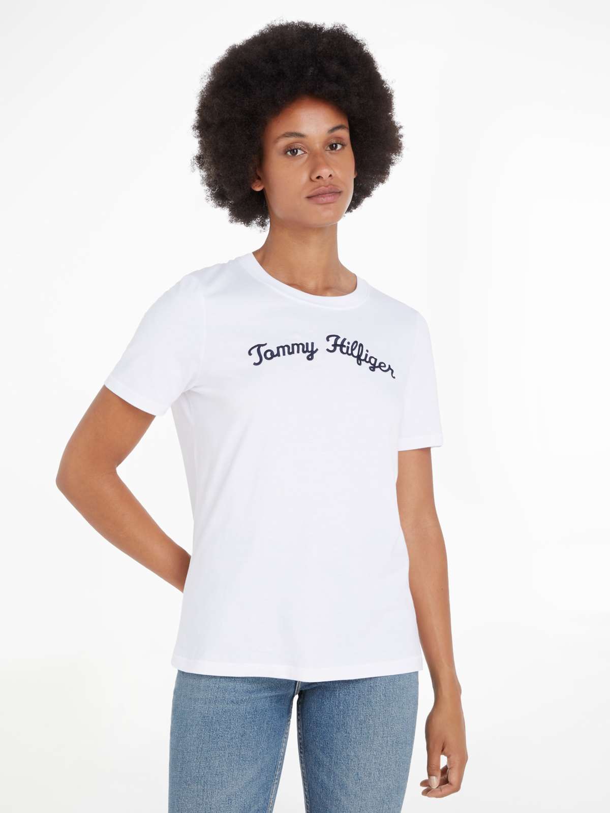 Рубашка с короткими рукавами и надписью Tommy Hilfiger Script. REG SCRIPT C-NK SS