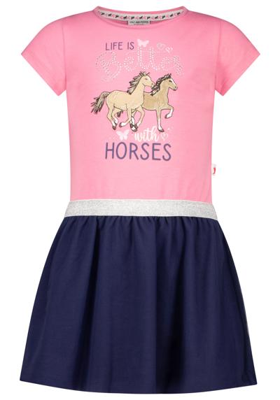 Платье из джерси с аппликацией в виде лошади и стразами