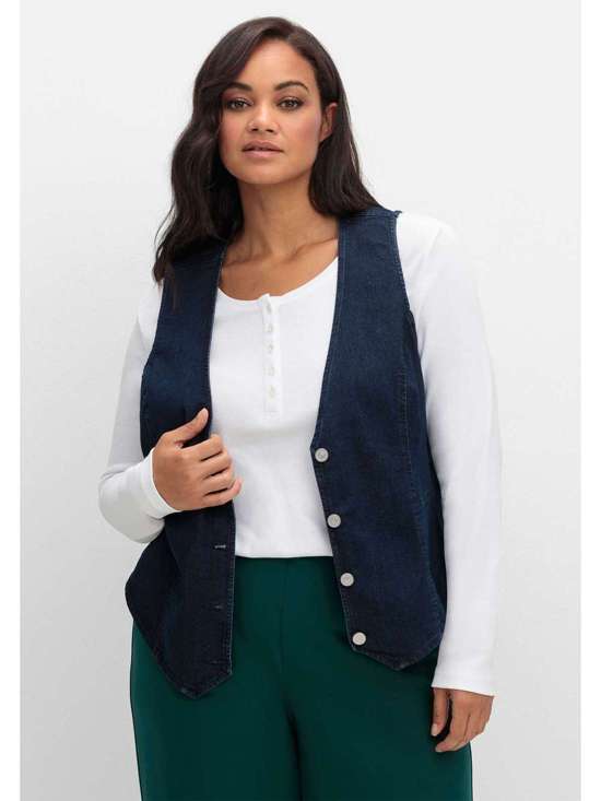 Джинсовый жилет короткий Große Größen