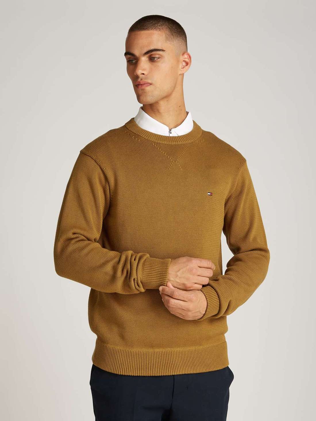 Вязаный свитер с логотипом спицами CHUNKY COTTON C NECK