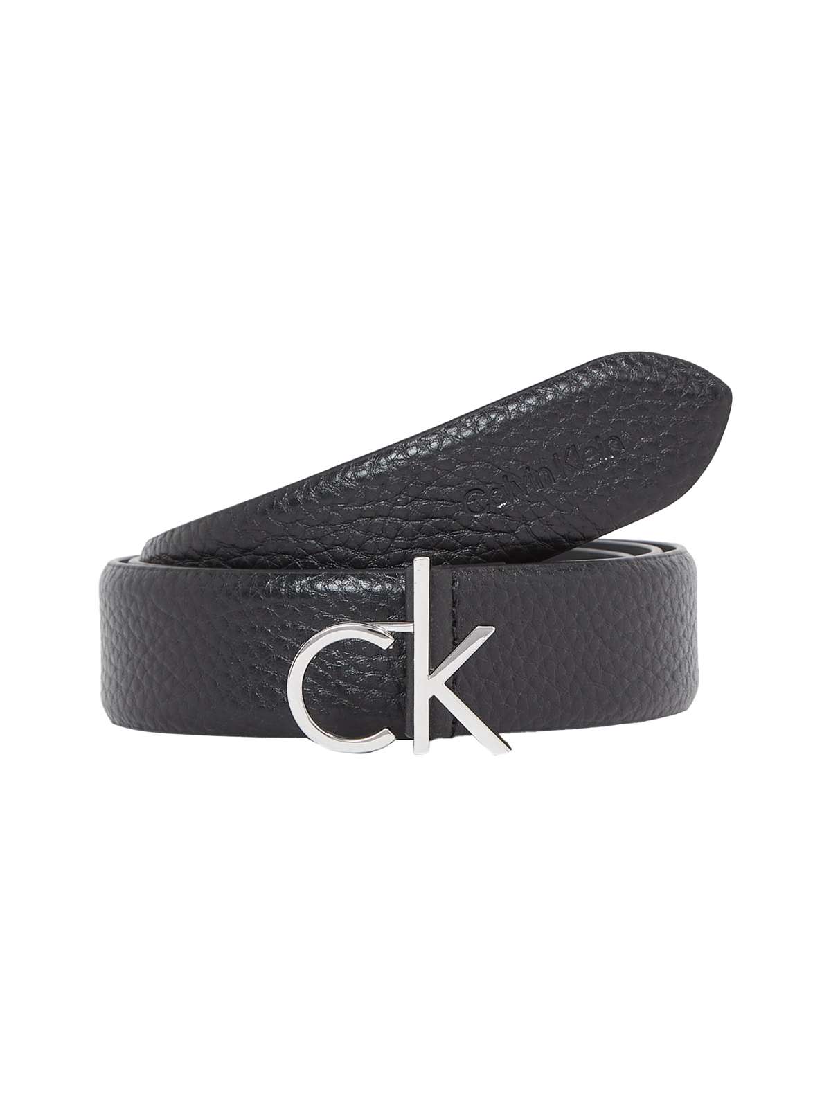 Кожаный ремень с тиснением логотипа в качестве застежки. CK LOGO BUCKLE BELT 3.0_PBL