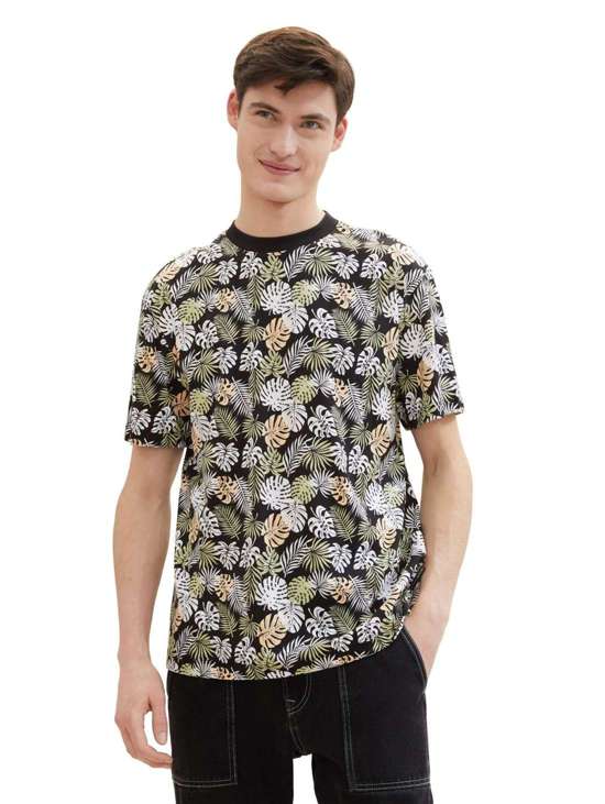 black multicolor leaves print