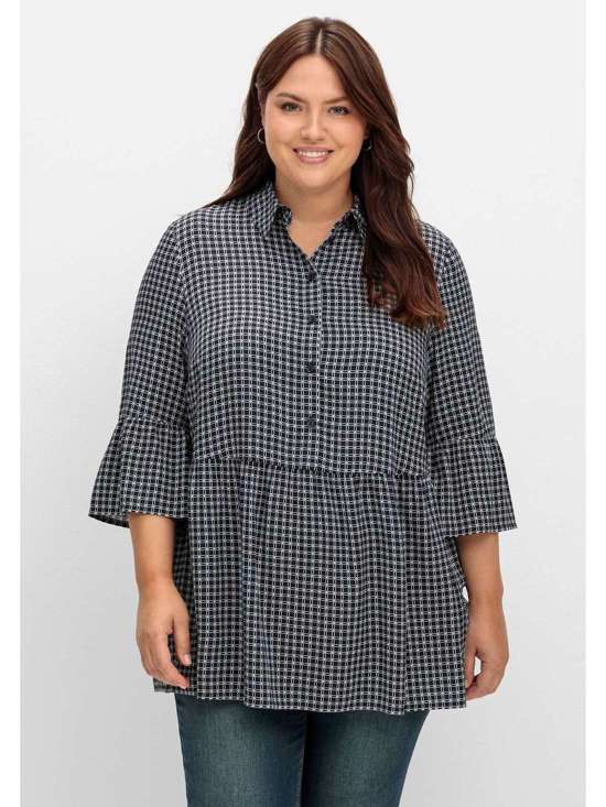 Длинная туника с воланами и рукавами 3/4. Große Größen