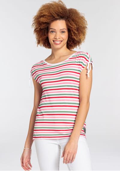 Рубашка с круглым вырезом, летняя полосатая модель с аппликацией в виде сердечек - НОВАЯ КОЛЛЕКЦИЯ