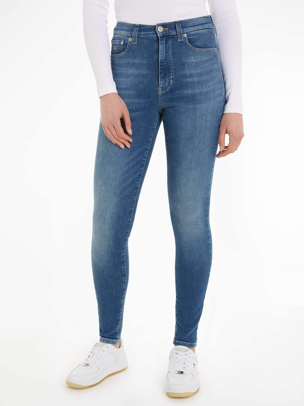 Удобные джинсы с кожаной фирменной этикеткой. Sylvia Skinny Slim Jeans Hohe Leibhohe