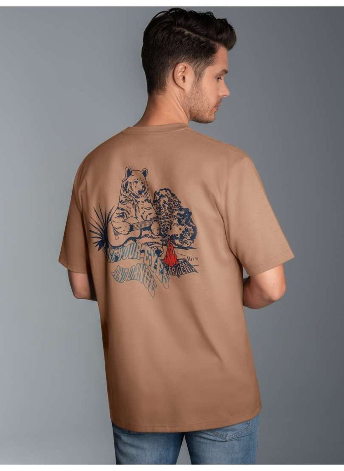 футболка TRIGEMA T-Shirt mit großem Bären-Printmotiv