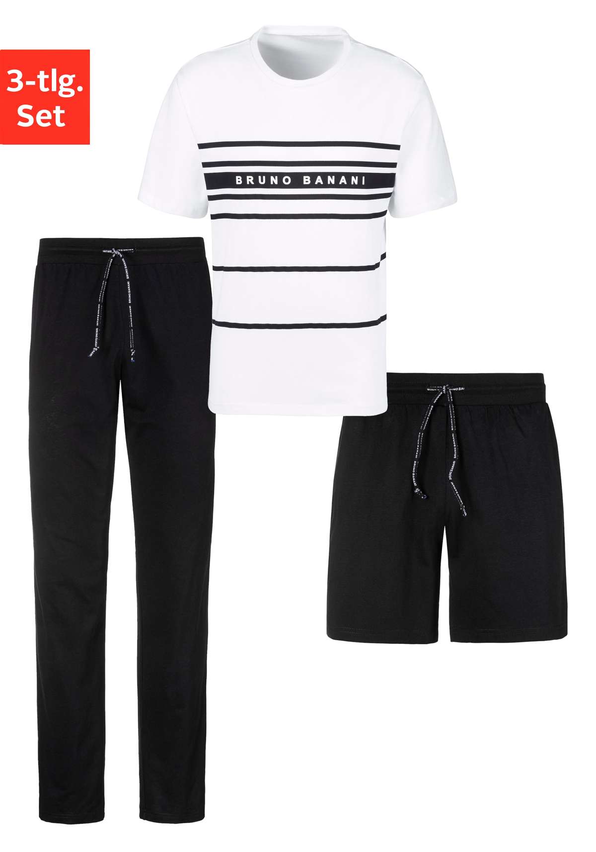 Пижамы (сберегательный комплект, 3 шт.), рубашка с шортами и длинные брюки.