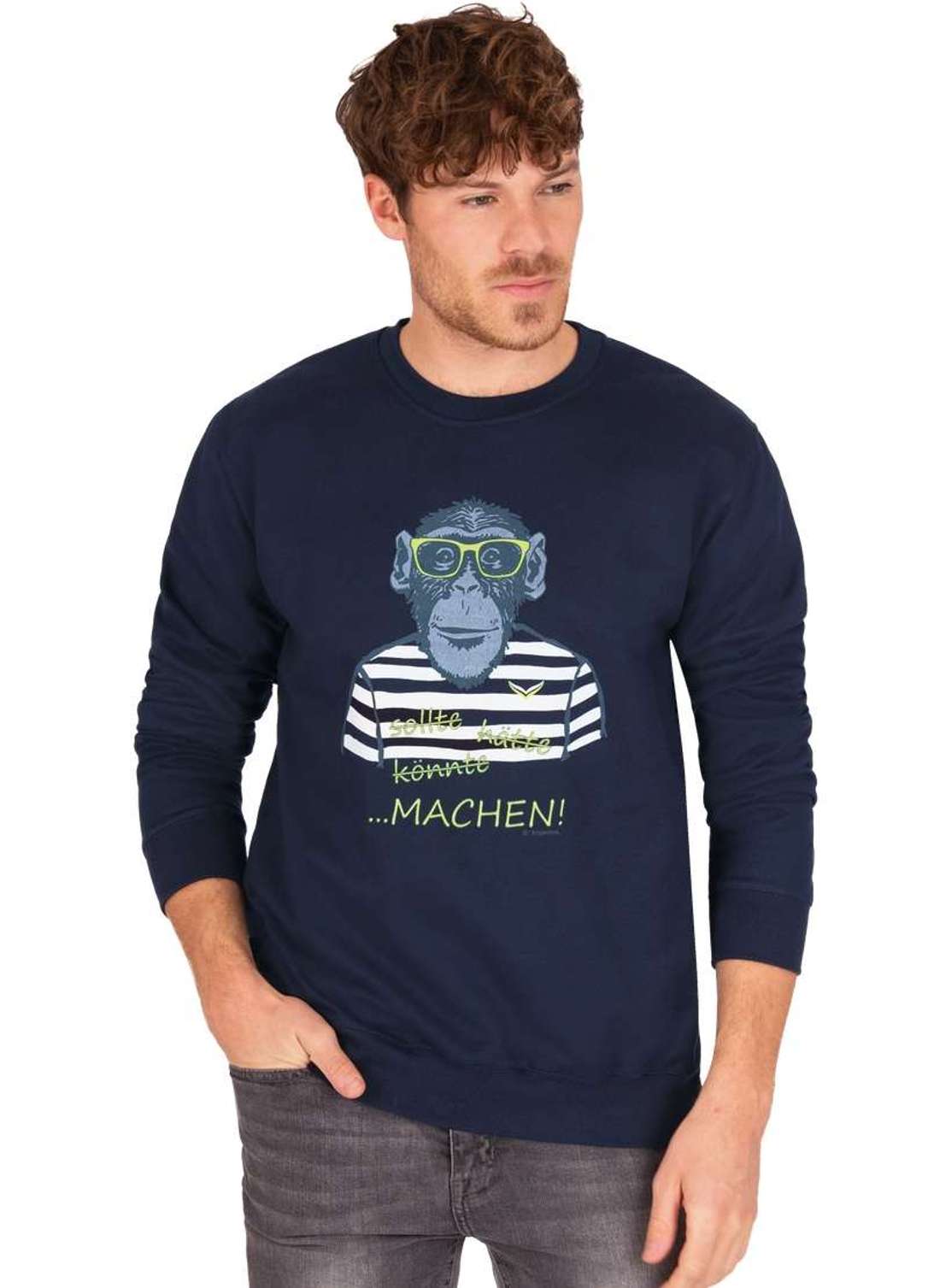 толстовка TRIGEMA Sweatshirt mit großem Affen-Druckmotiv