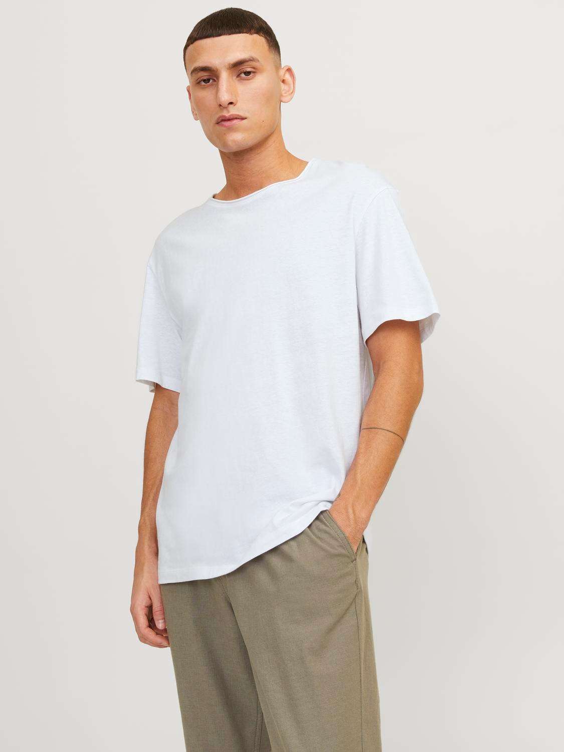 футболка JJESUMMER LINEN TEE SS O-NECK LN