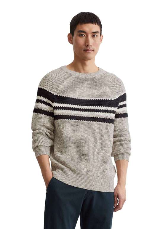 Свитер с круглым вырезом aus strukturiertem Mouliné-Baumwollgarn