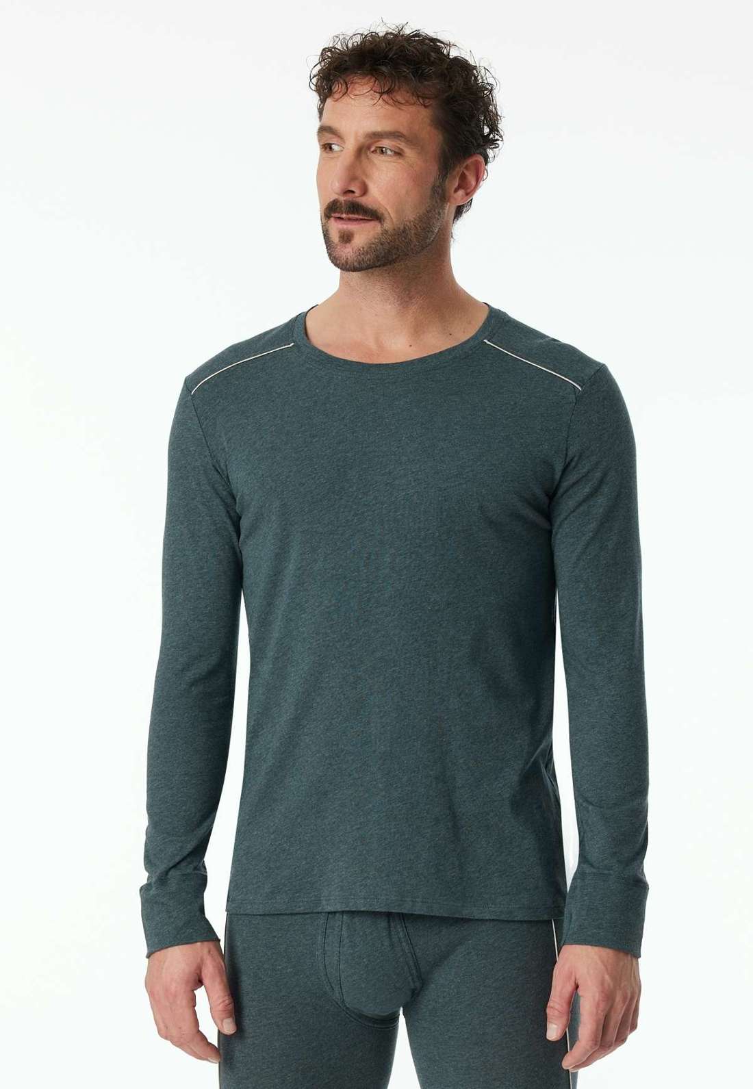 Рубашка с длинными рукавами и контрастными полосками на плечах. `Comfort Fit`