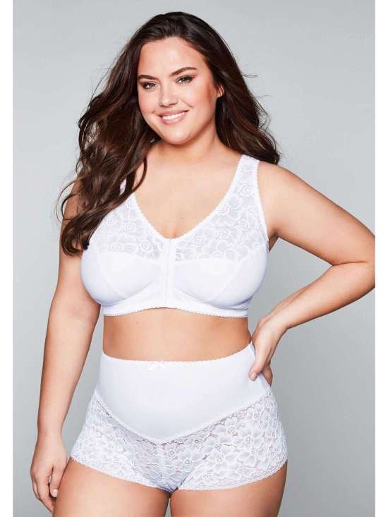 Бюстгальтер без косточек с застежкой спереди и мягкими бретелями. Große Größen