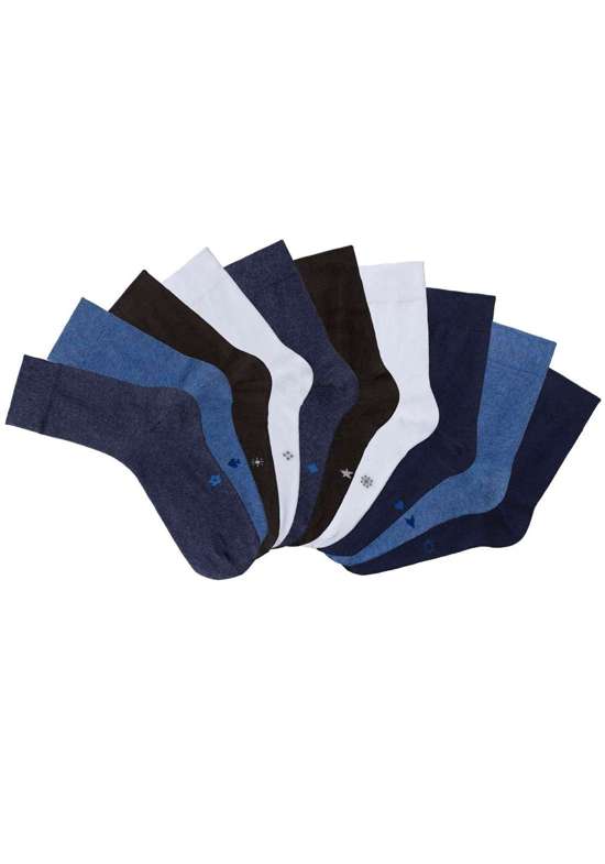 2x schwarz, 2x blau, 2x blau-meliert, 2x jeans-mel