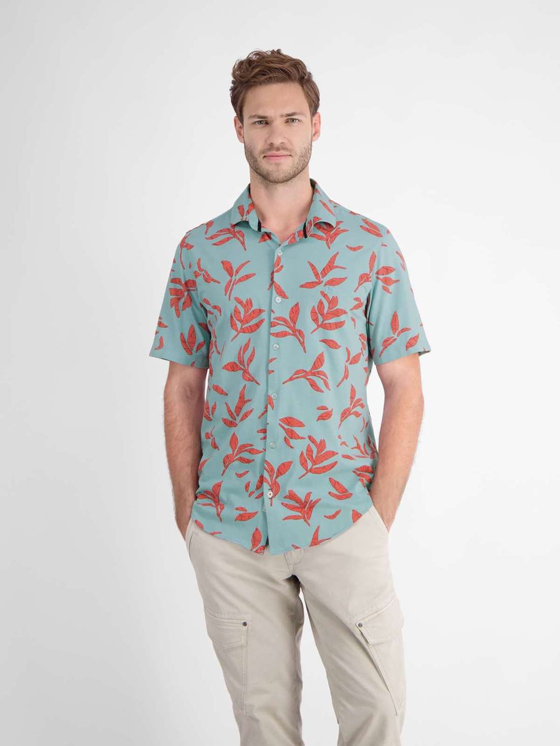 Рубашка с коротким рукавом LERROS Kurzarmhemd mit floralem Print