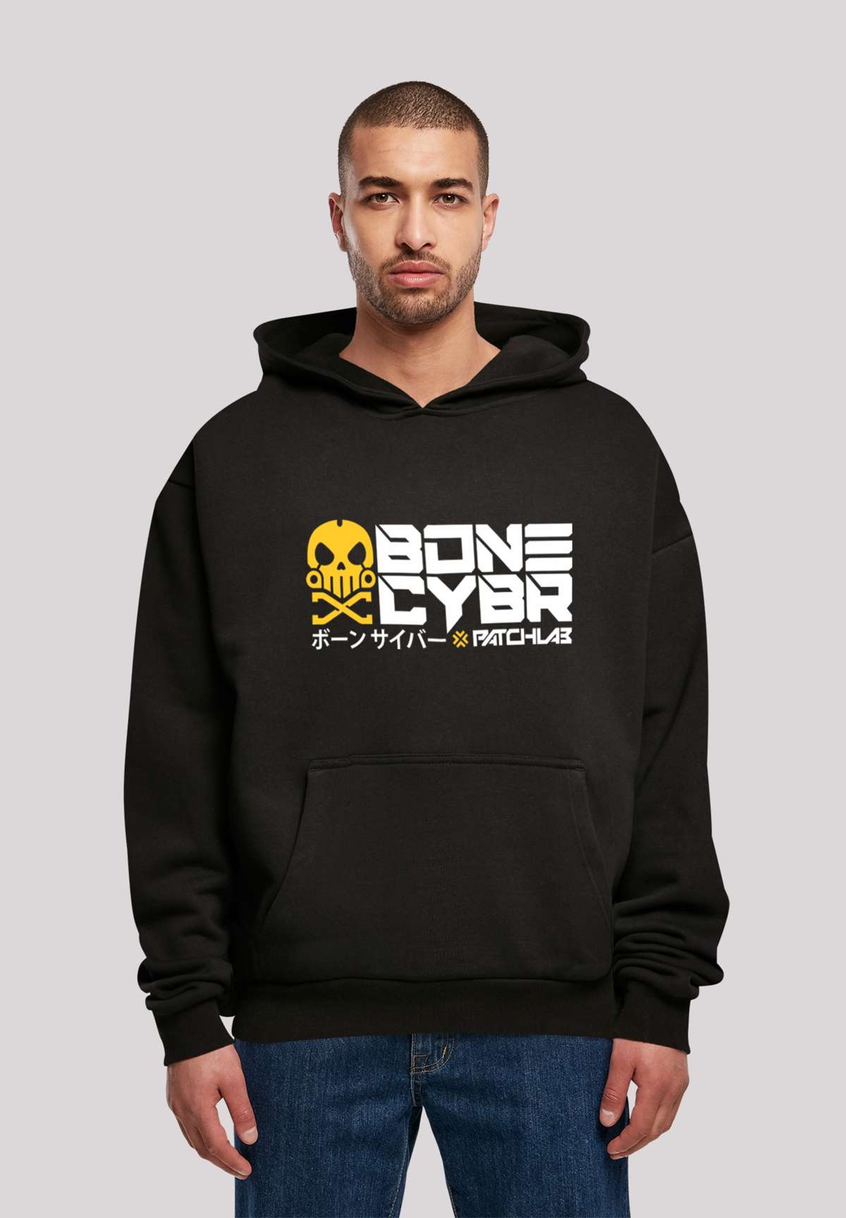 Толстовка с капюшоном»MUSTERBRAND BONE CYBER Yellow Punishing Machine«