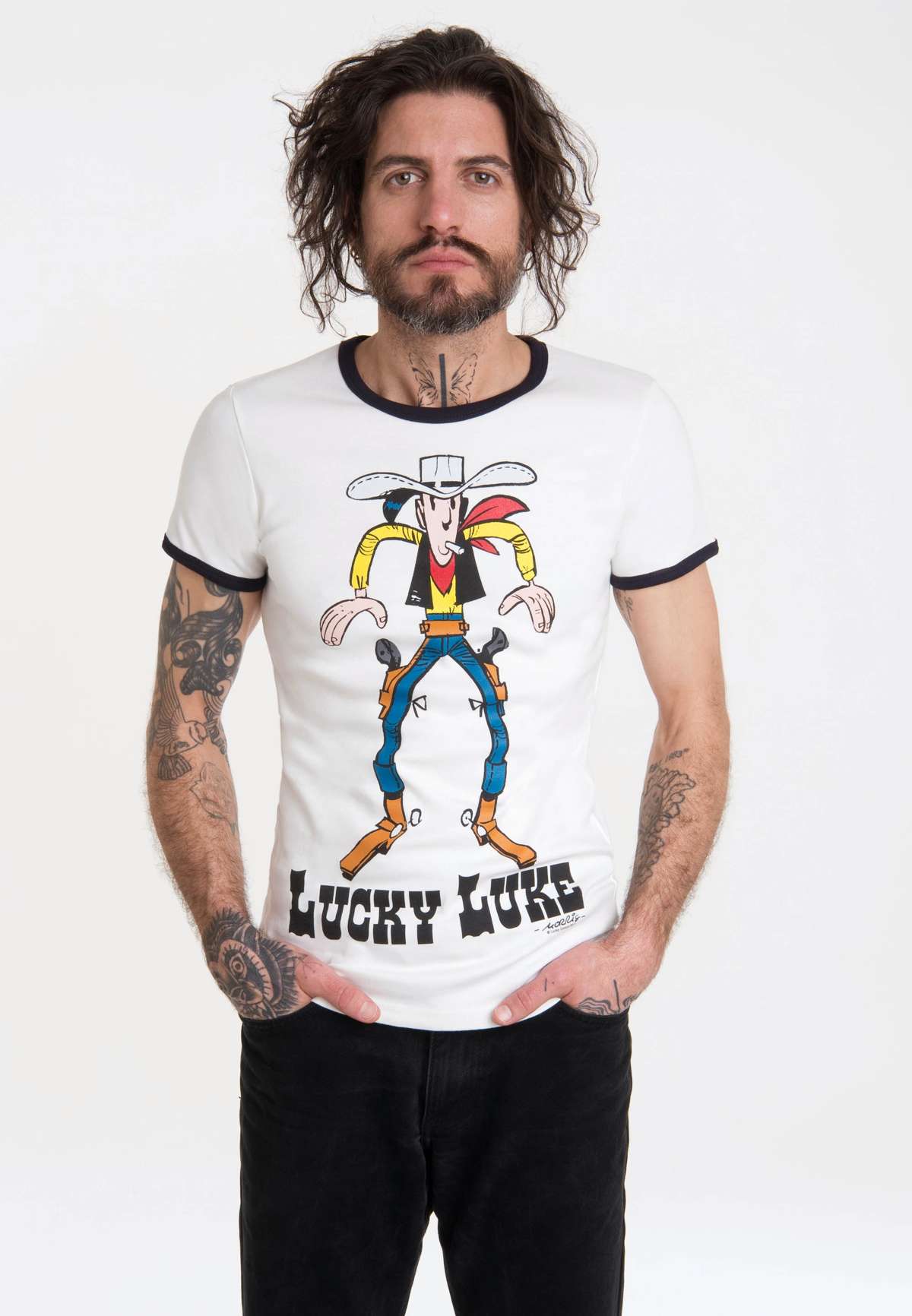 Футболка с контрастными манжетами Lucky Luke