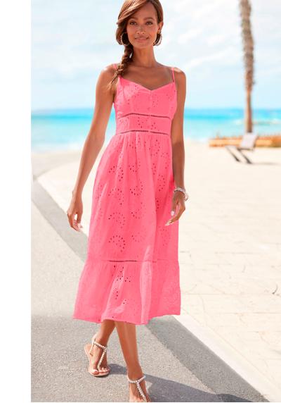 Платье миди, с качественной вышивкой люверсов, воздушное летнее платье из хлопка.