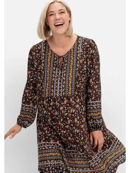 Платье с принтом микс узоров А-силуэта Große Größen
