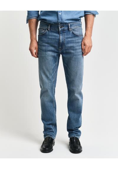 mid blue worn in