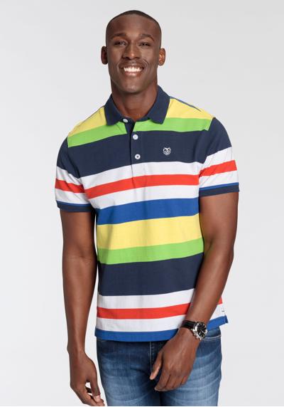 Рубашка-поло с вышивкой и разноцветными полосками