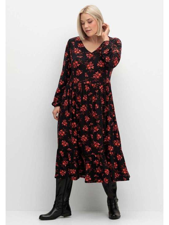 Платье из джерси с цветочным принтом по всей поверхности Große Größen