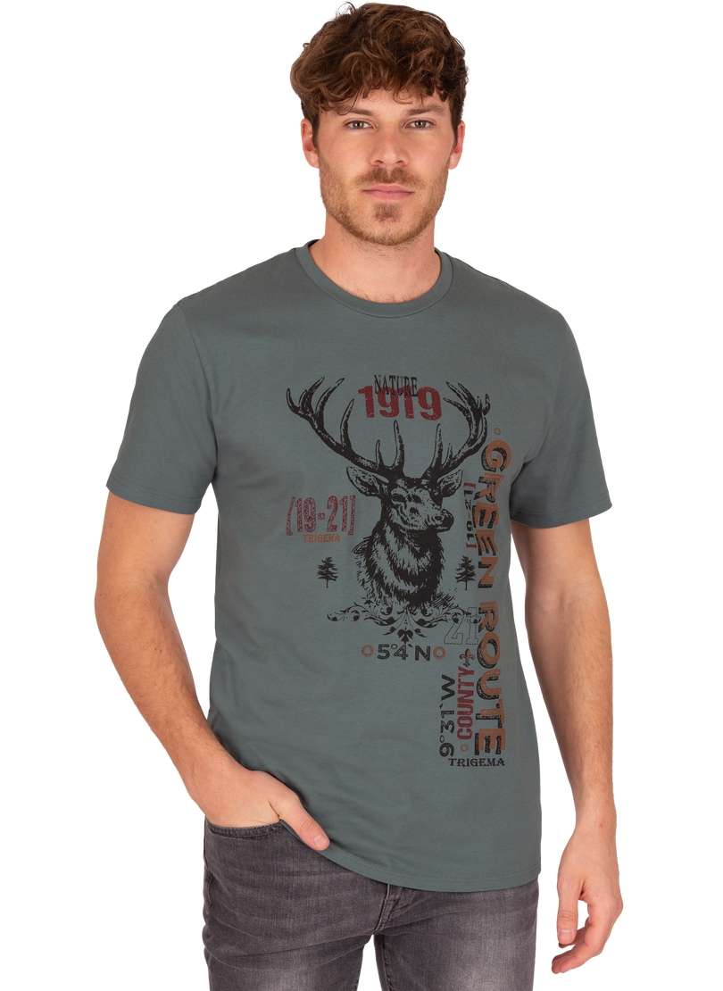 футболка TRIGEMA T-Shirt in Oko-Qualitat mit Hirsch-Motiv