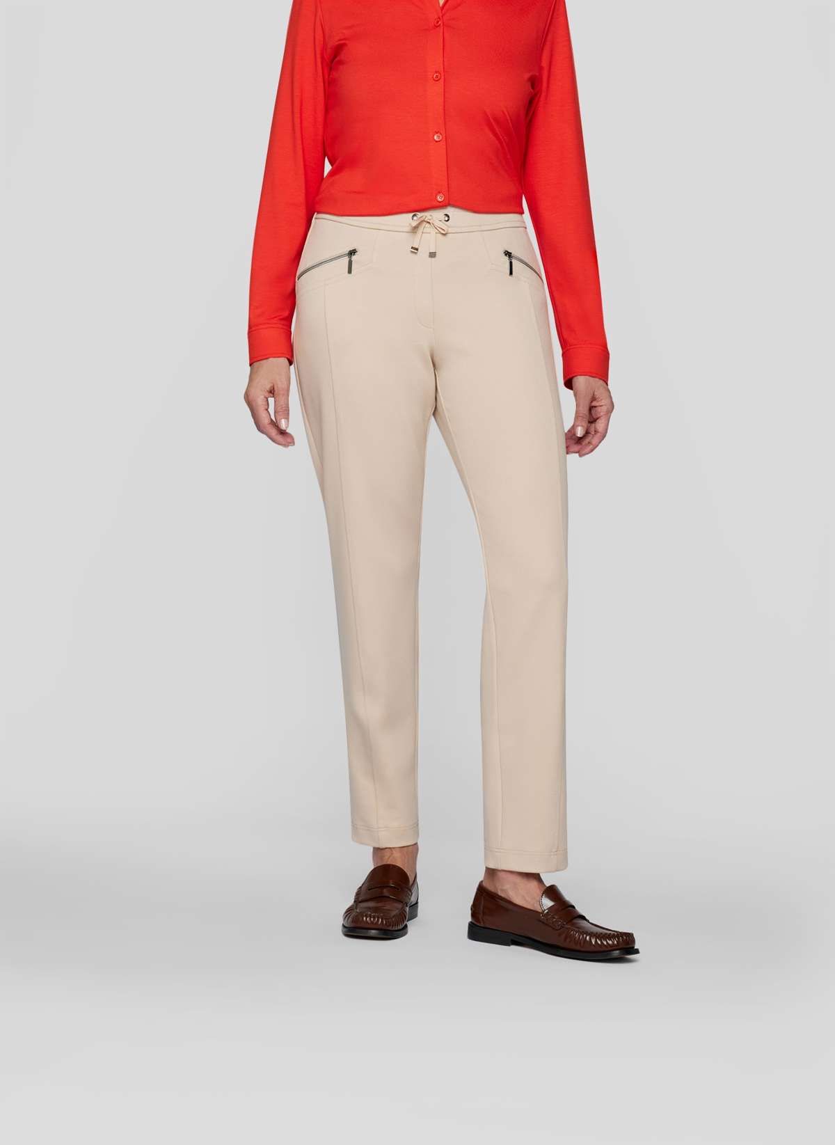 Брюки из джерси Elegante beige Hose mit Modernen Details