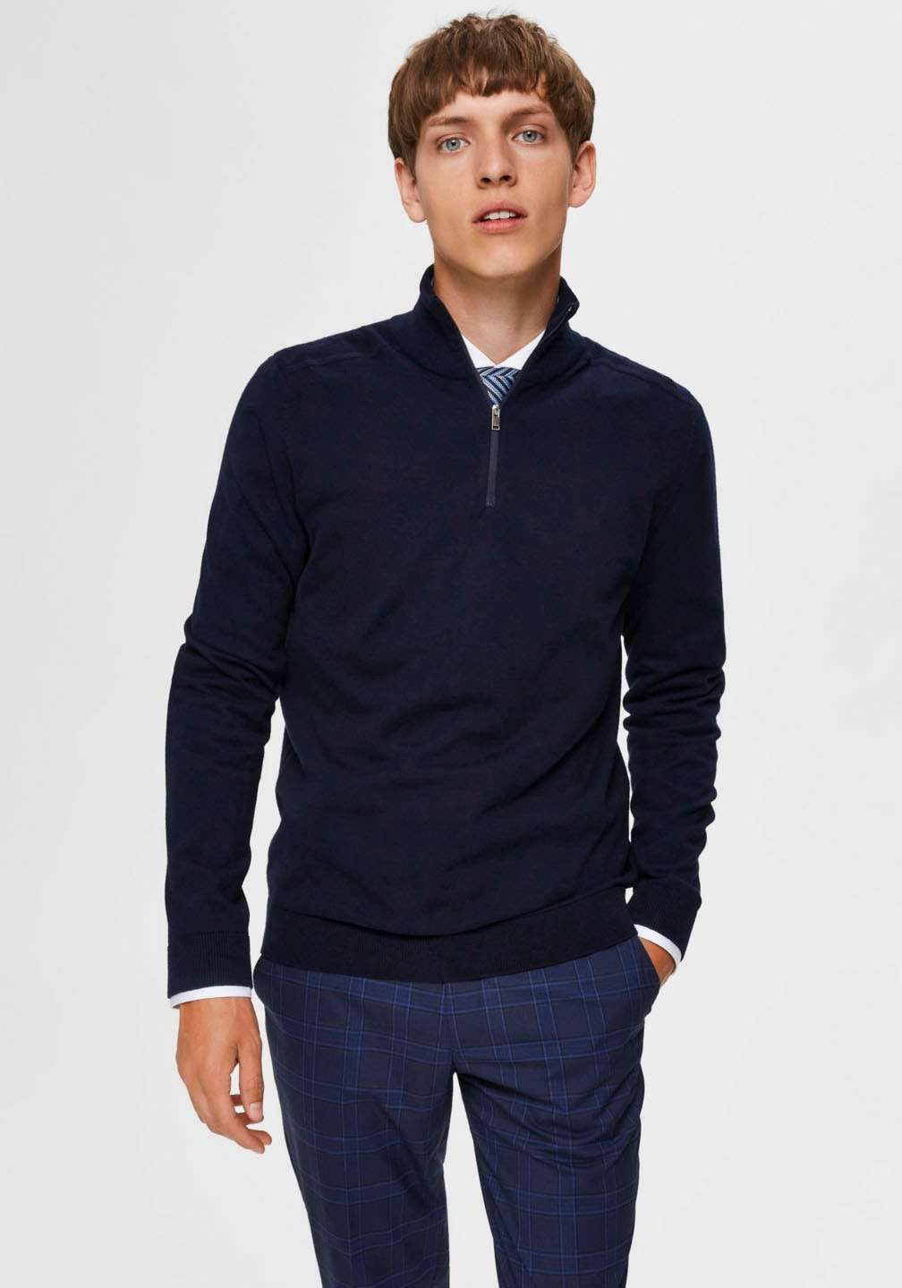 Вязаный свитер»SLHBERG HALF ZIP CARDIGAN NOOS«