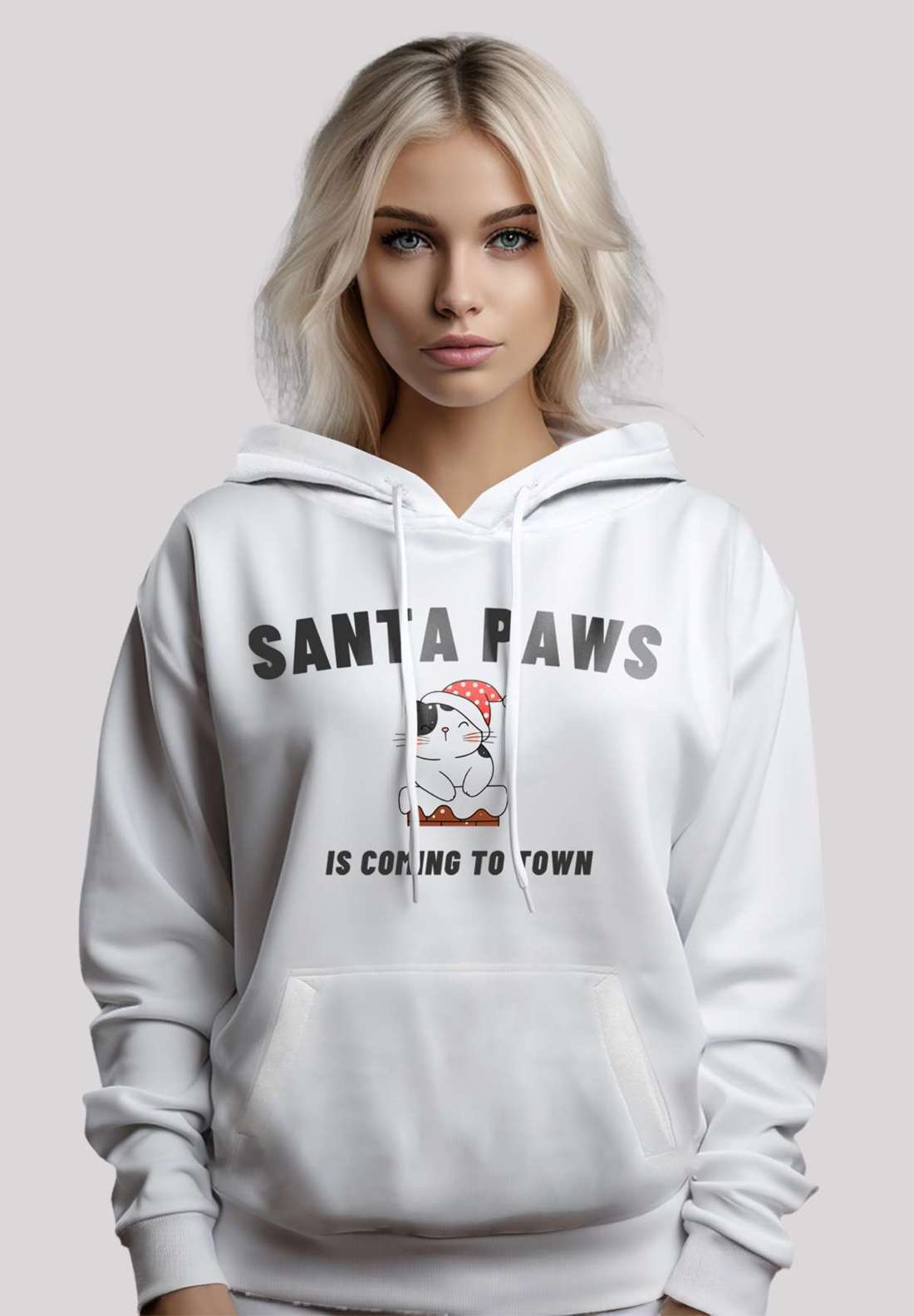 Толстовка с капюшоном Santa Paws Christmas Cat
