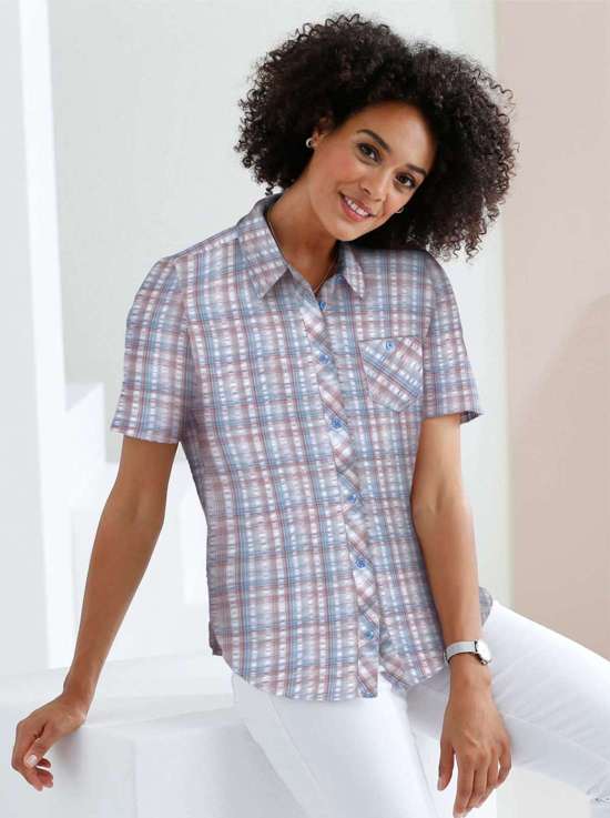 джинсовый синий- в клетку