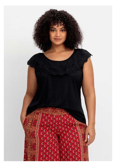 Футболка с английской вышивкой и вырезом «Кармен» Große Größen