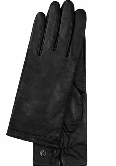 Кожаные перчатки, (2 шт.), сенсорная функция, облегающий крой, декоративная окантовка.
