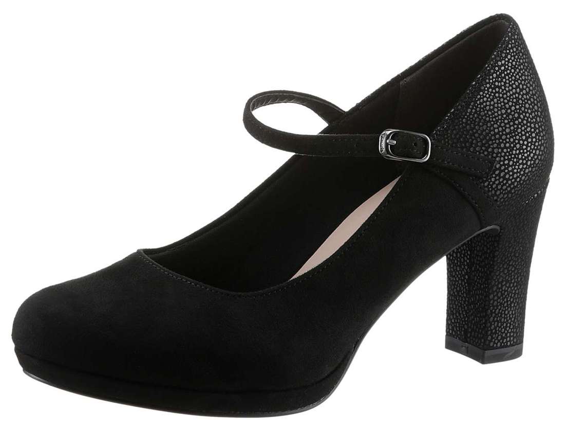 Туфли-лодочки с зажимом и металлизированными вставками на пятке и пятке.